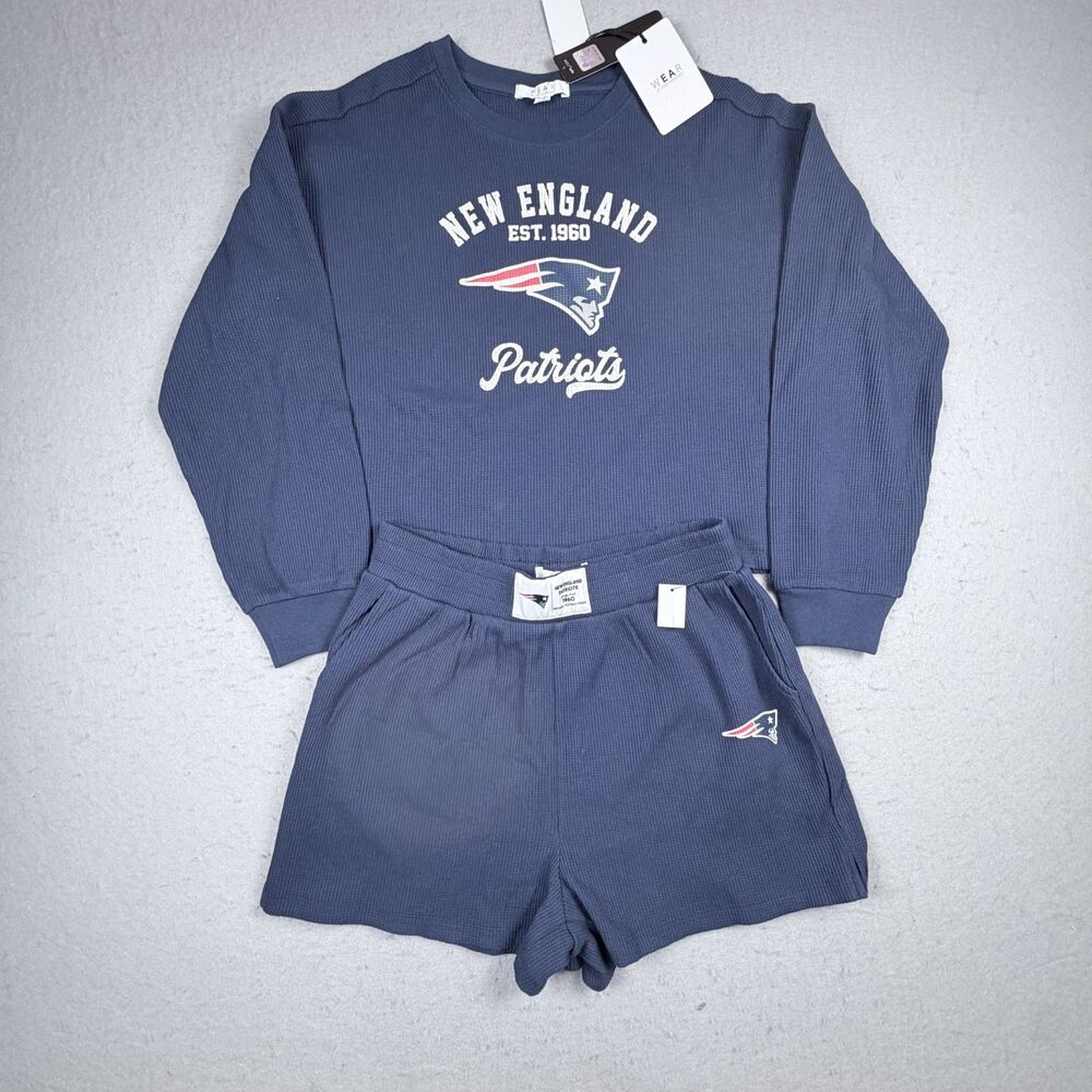NFL New England Patriots Long Sleeve Shorts Set Medium Lounge Set NWT Sleep WEAR